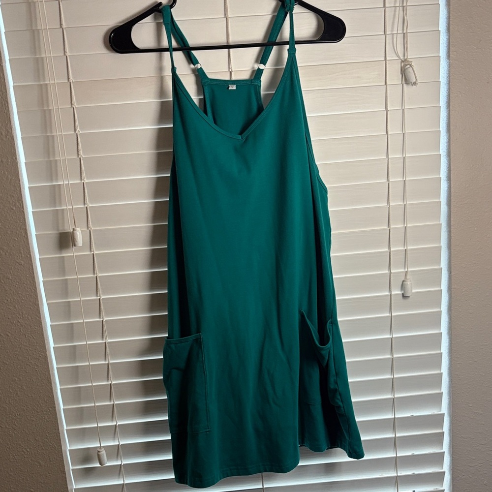 Teal Overall Dress with Pockets